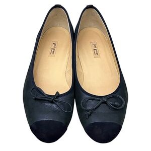 Paul Green Munich Leather Ballet Flats Navy Cap Toe Bow Size 5 US 7.5